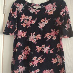 LOFT Pink Floral T-Shirt- Size L- Good used condition